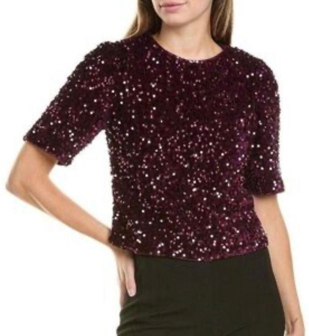 Nanette Lepore NWT purple sequin top size small